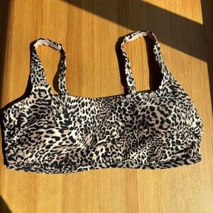 Kona Sol XL leopard tan, black animal print square neck bikini top